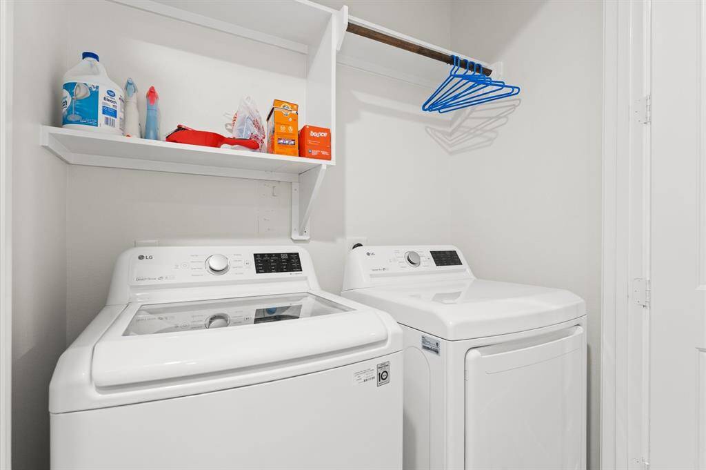 Washer and dryer included with the home.