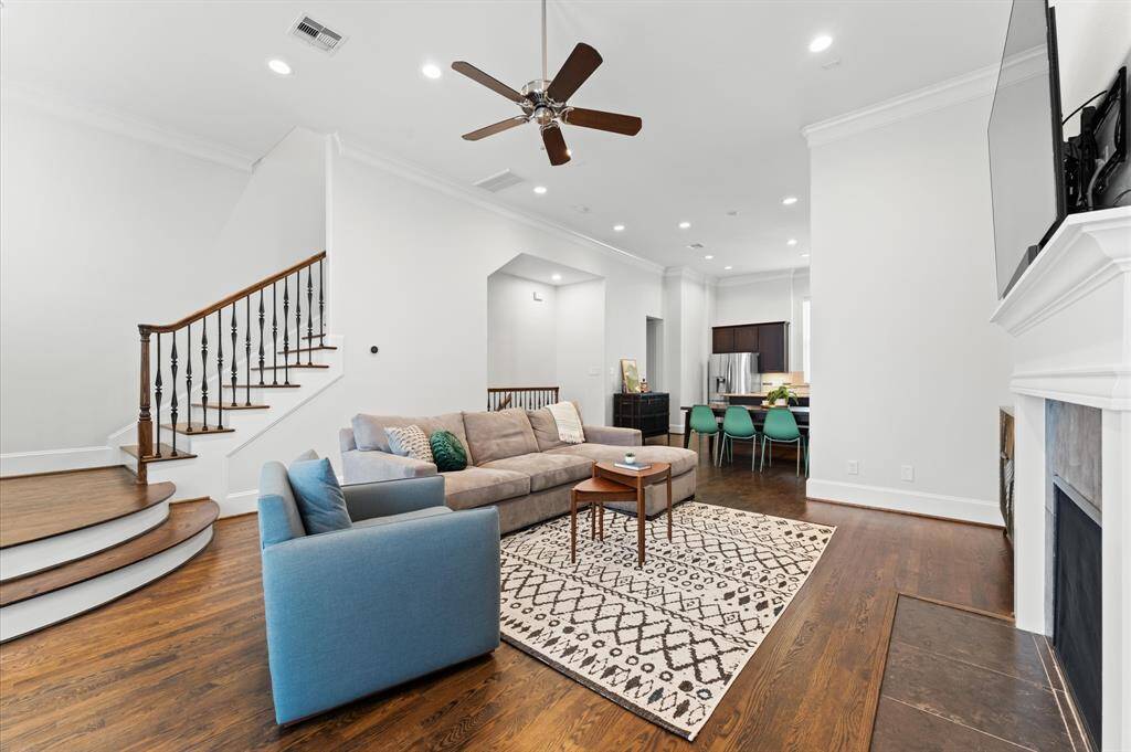 High ceilings enhance the open, airy feel throughout the home.