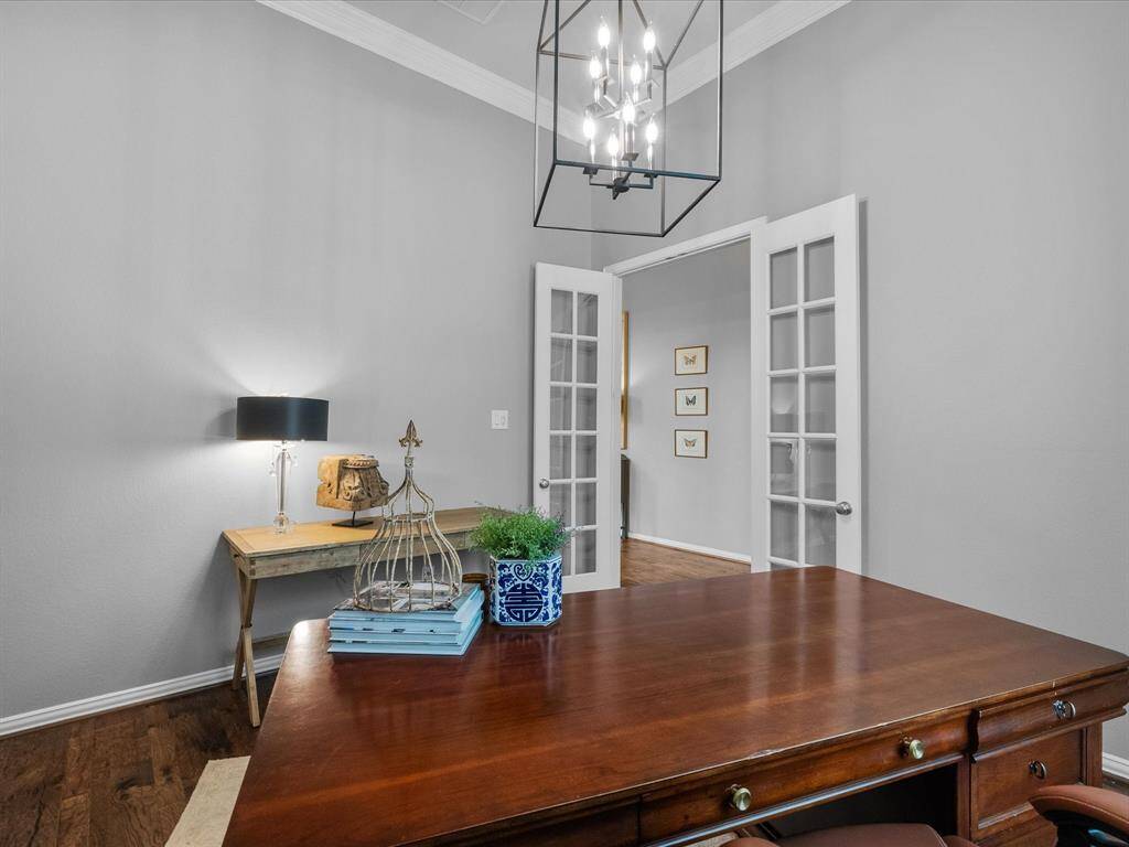 French doors to the office gives a grand feel