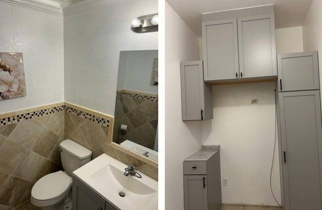 Powder and mud room. Latter has with extra space for fridge or upright freezer