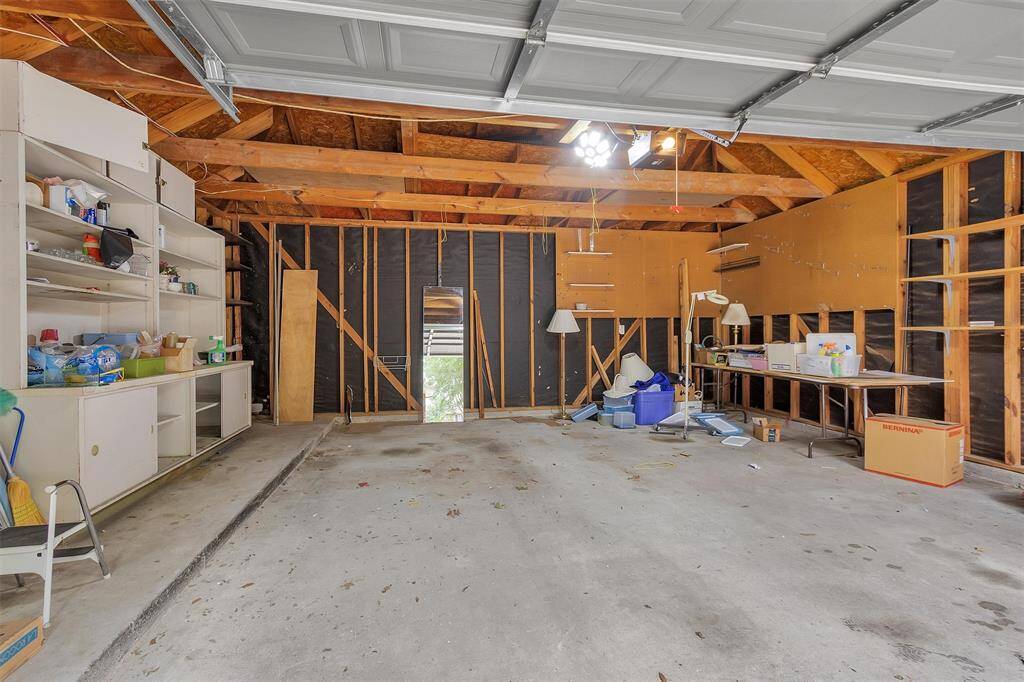 Extended garage with additional storage space.