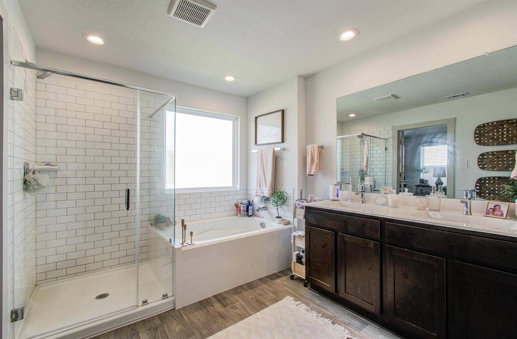 Separate soaking tub and shower