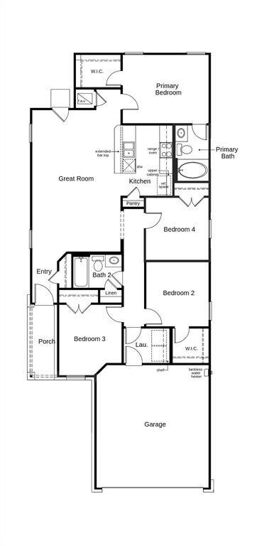 This floor plan features 4 bedrooms, 2 full baths, and over 1,300 square feet of living space.