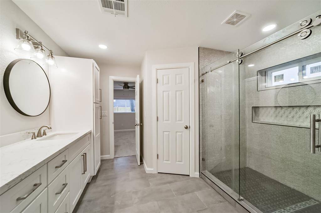 Sliding glass walk in shower
