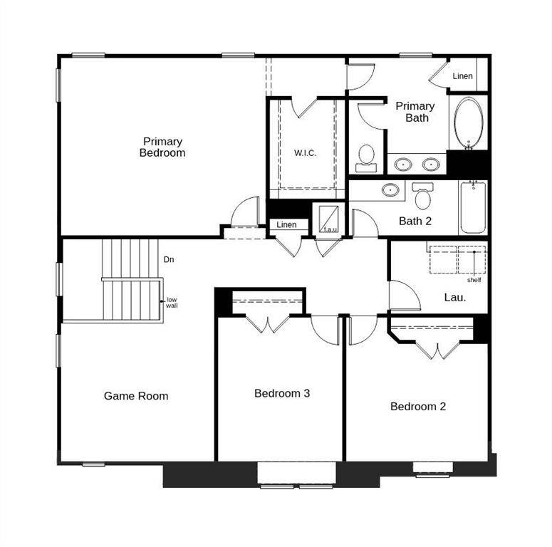 This floor plan features 3 bedrooms, 2 full baths, 1 half bath, and over 2,400 square feet of living space.