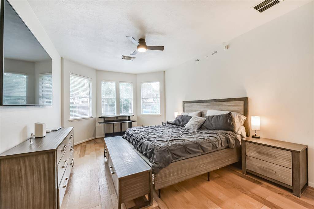 Primary bedroom with Bay window for sitting or even a desk.
