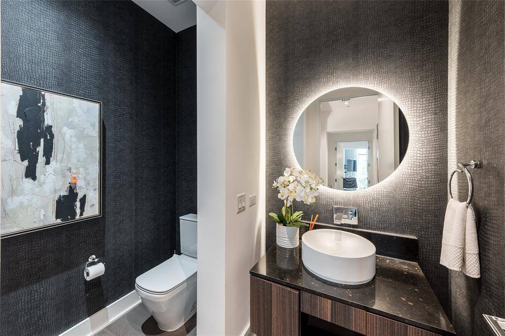 Elegant powder room with impeccable design details.