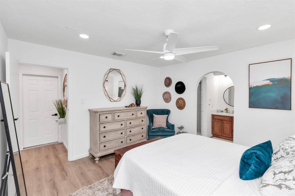 The primary bedroom is a peaceful haven with plenty of room to stretch out and relax.