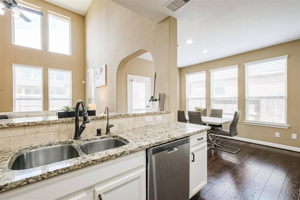 Kitchen is open to the family room and dining area