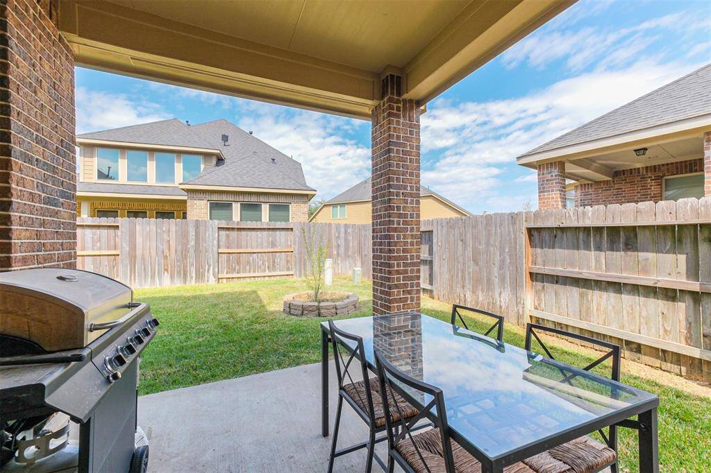 Covered patio in the backyard