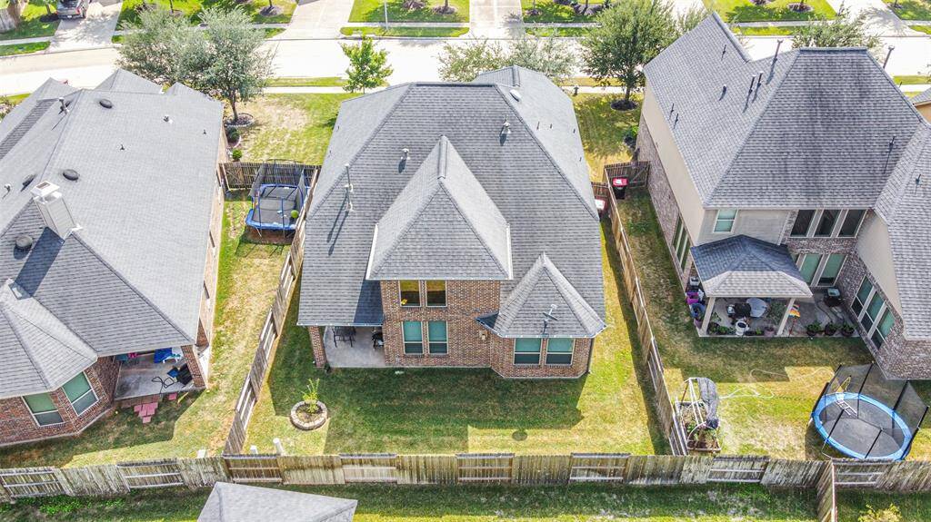 Aerial view of the backyard