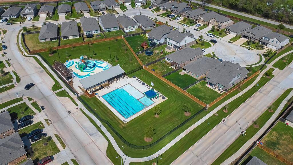 The community pool is just right around the corner.