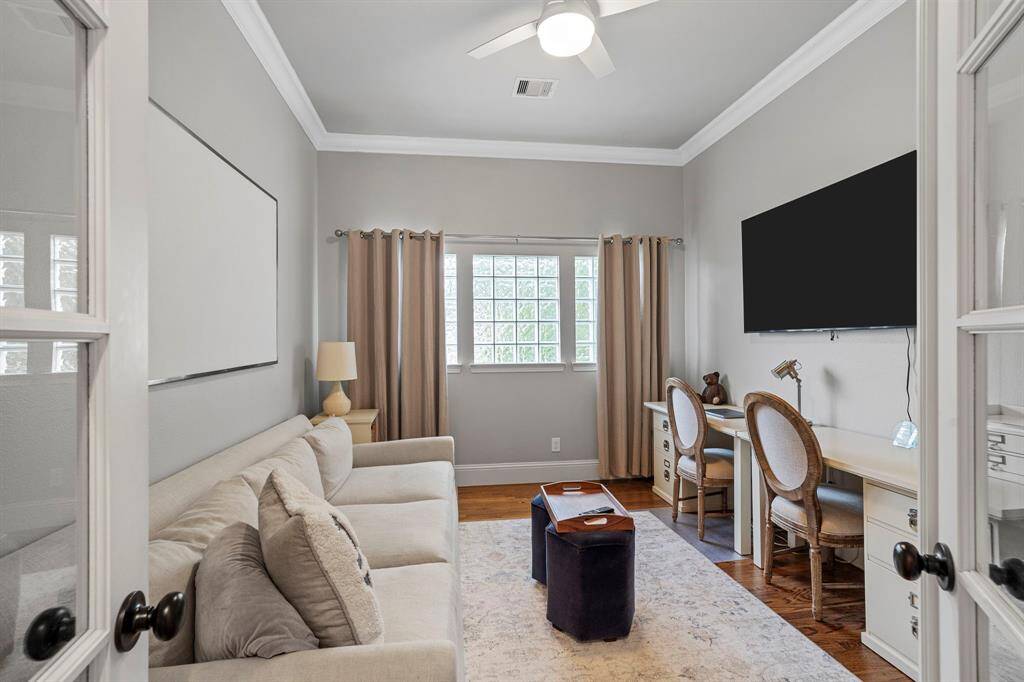 Work from home in style in the spacious home office.