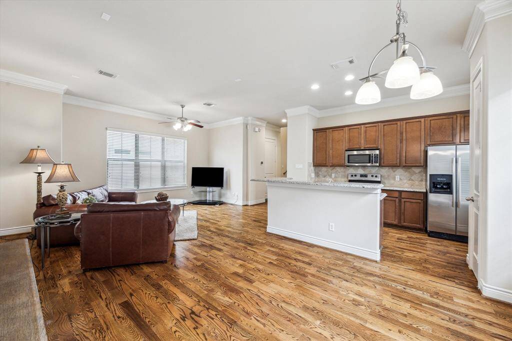 View from Dining room to open floor plan.