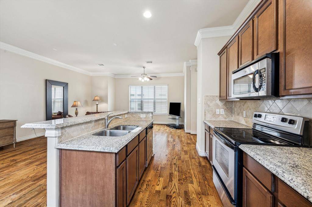 View from Kitchen into family room.