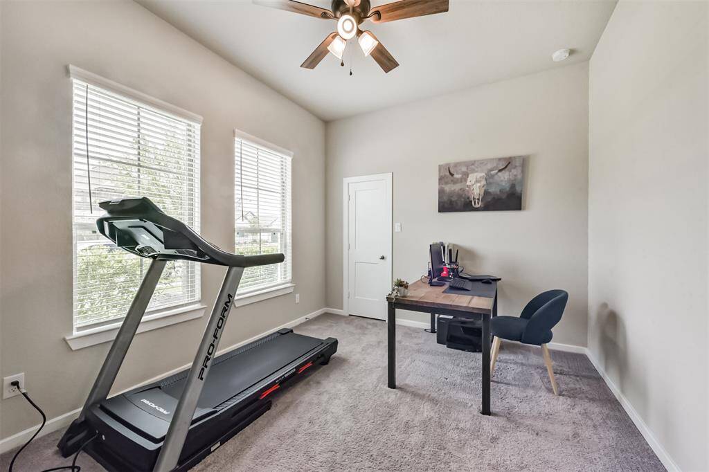 The oversized 4th bedroom can be used as a flex space, home office, workout space, etc.