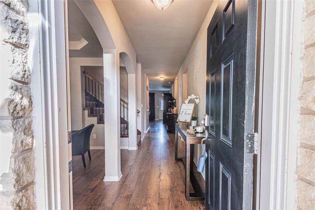 Entrance equipped with smart door for keyless access.