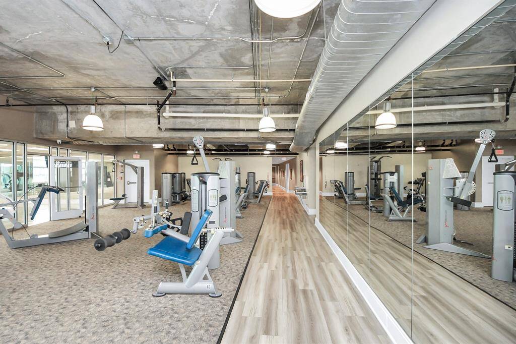 Stay active in the expansive 6,500 sq. ft. fitness center on the 6th floor, featuring a boxing ring, dedicated Pilates and yoga room, plus sauna and steam rooms!