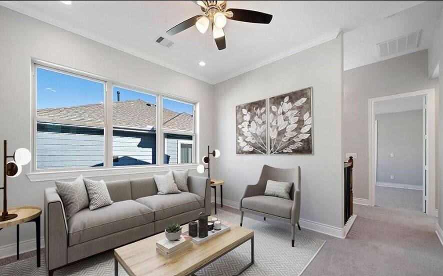 *Virtually Staged* Upstairs game room. Can be used as a lounging area, movie room, or study!