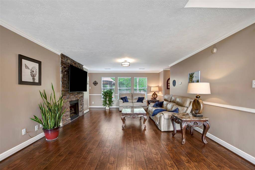 A view of the living room from the dining area.