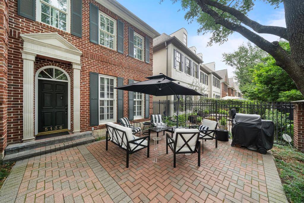 Front patio is fully gated.