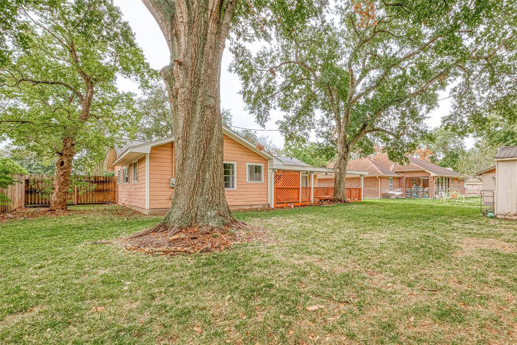 Huge backyard with small storage shed.