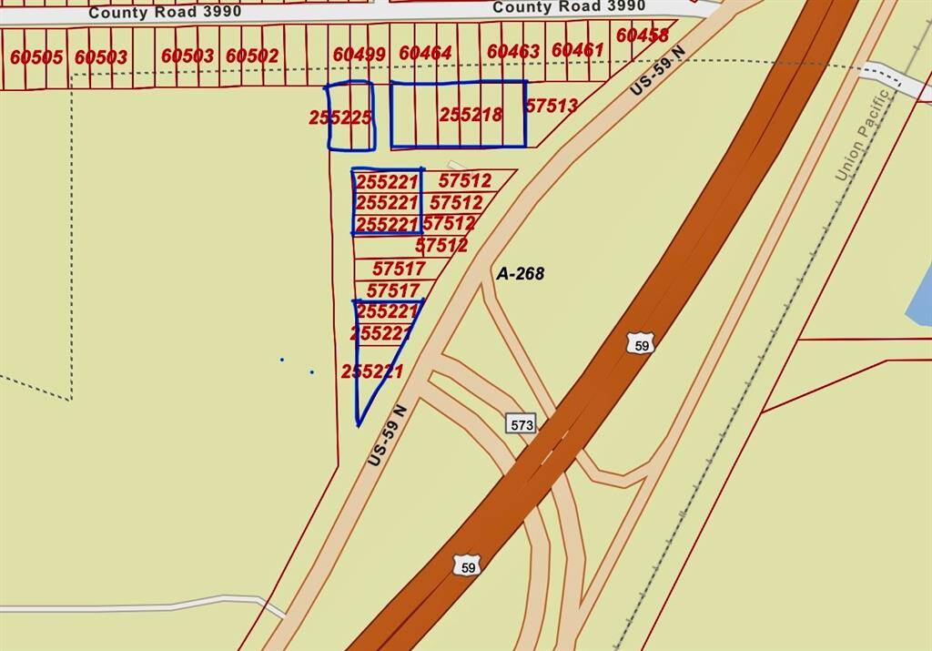 includes blue marked area. ID numbers 255221, 255225, 255218