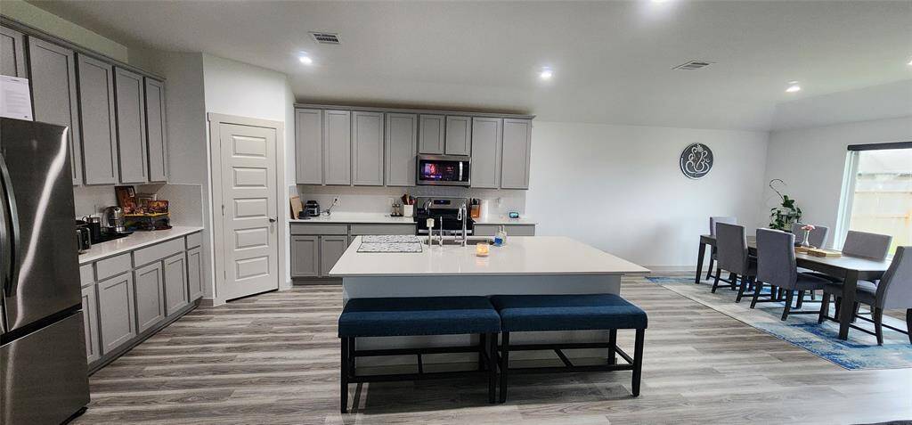 Open-concept kitchen with large island