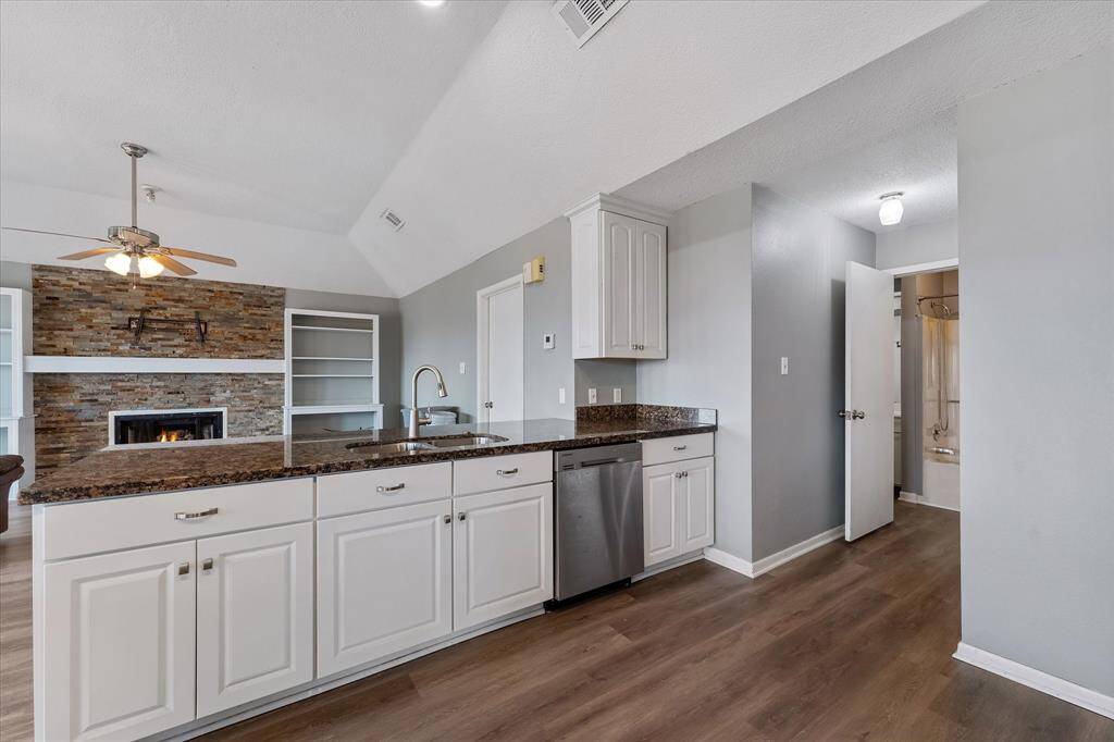 Kitchen looking into family room