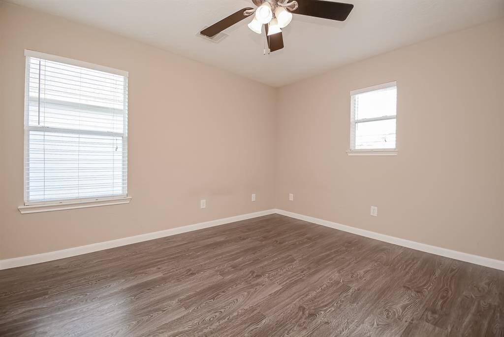Upgraded flooring perfect for a home office with rolling office chair