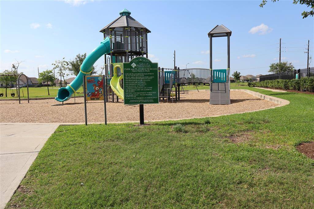 Very innovative and interactive playground sits next to the lake.