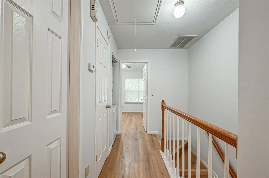 The hallway that leads to the second bedroom.