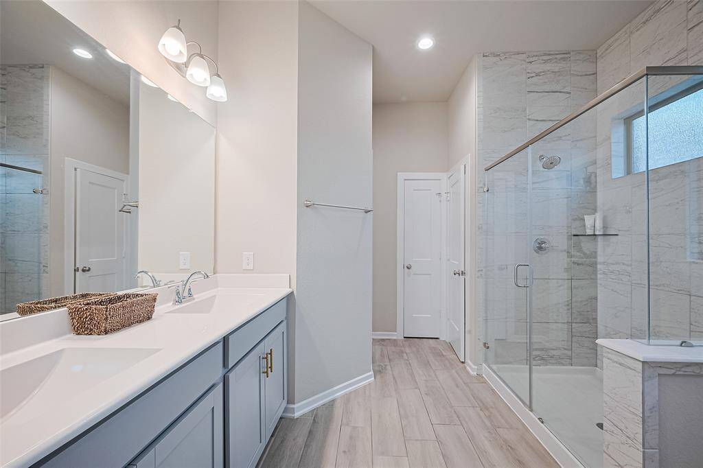 Primary bathroom with double sinks
