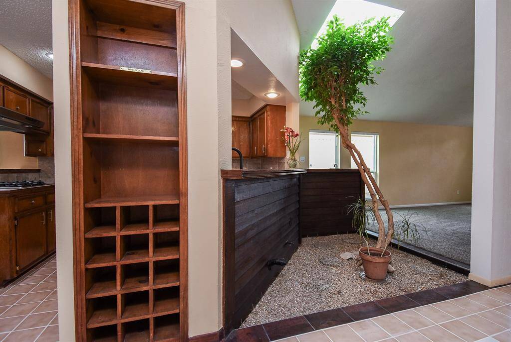 Built in Wine Rack and living ficus tree!