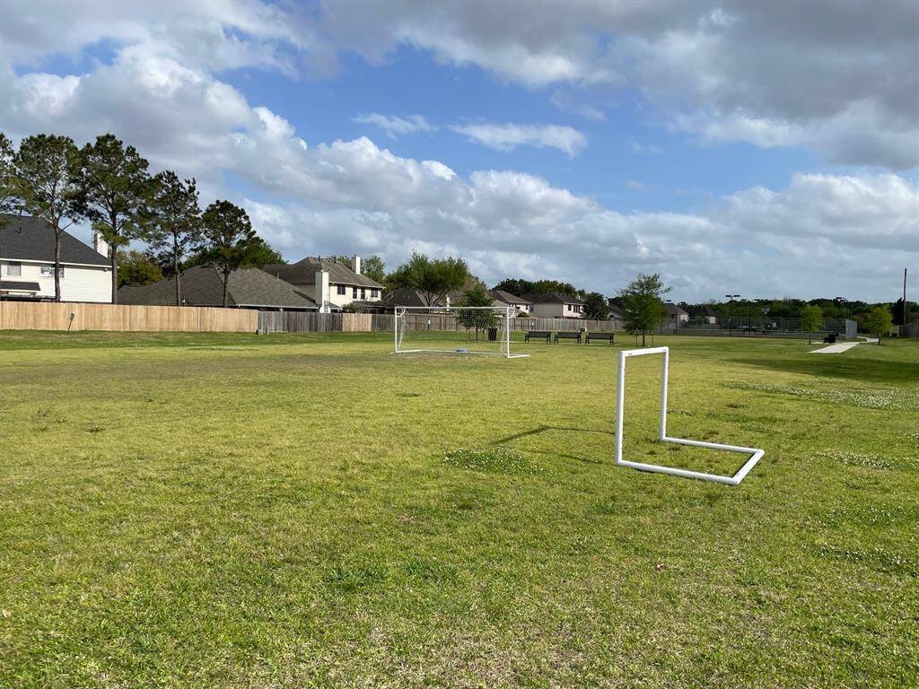Neighborhood soccer field in backyard