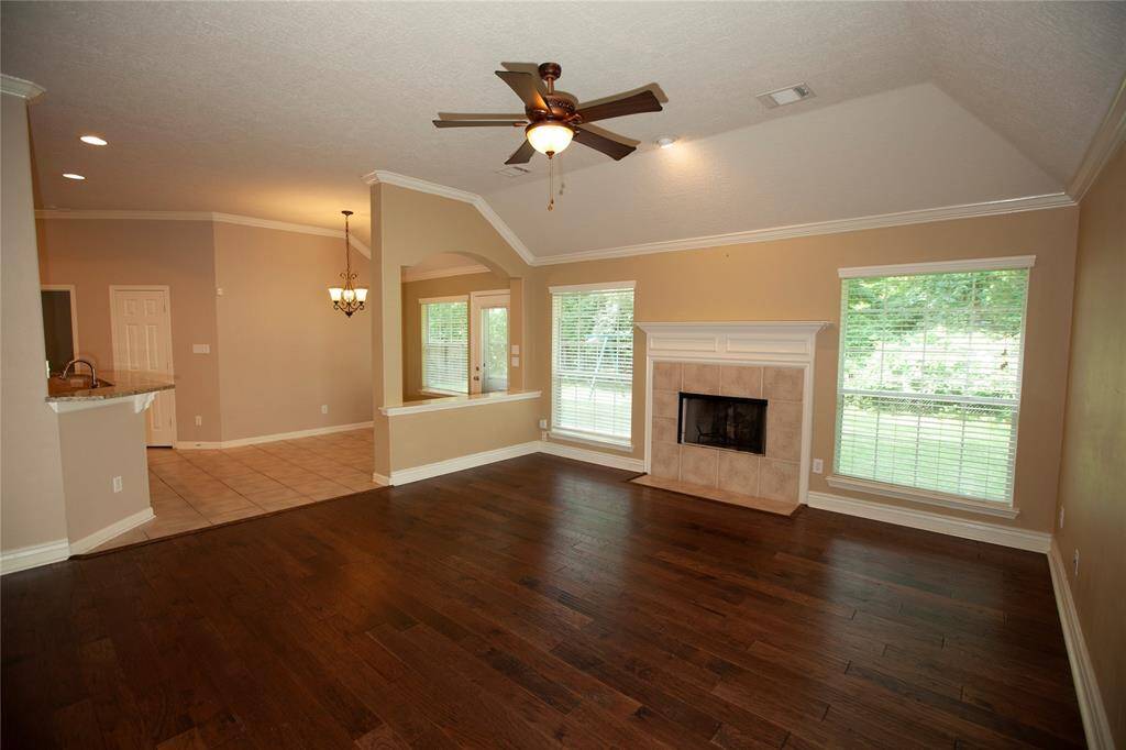 Family room with fireplace