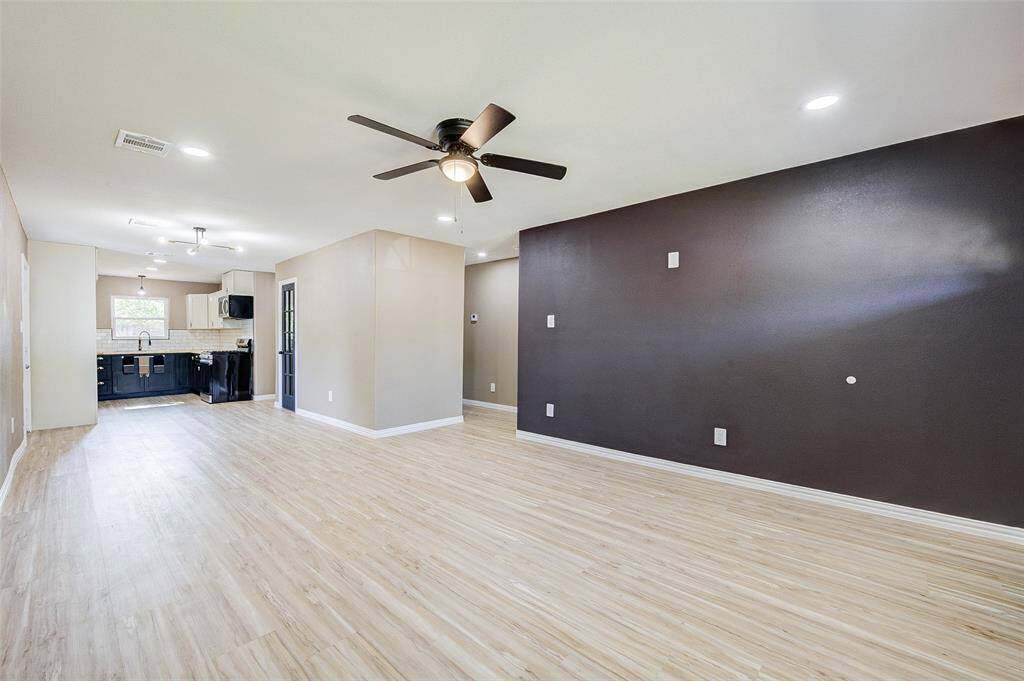 looking from living room to kitchen