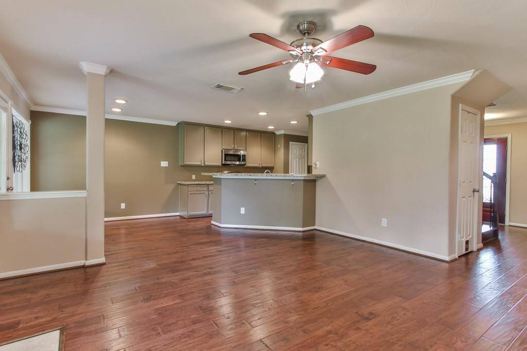 View from family room to kitchen