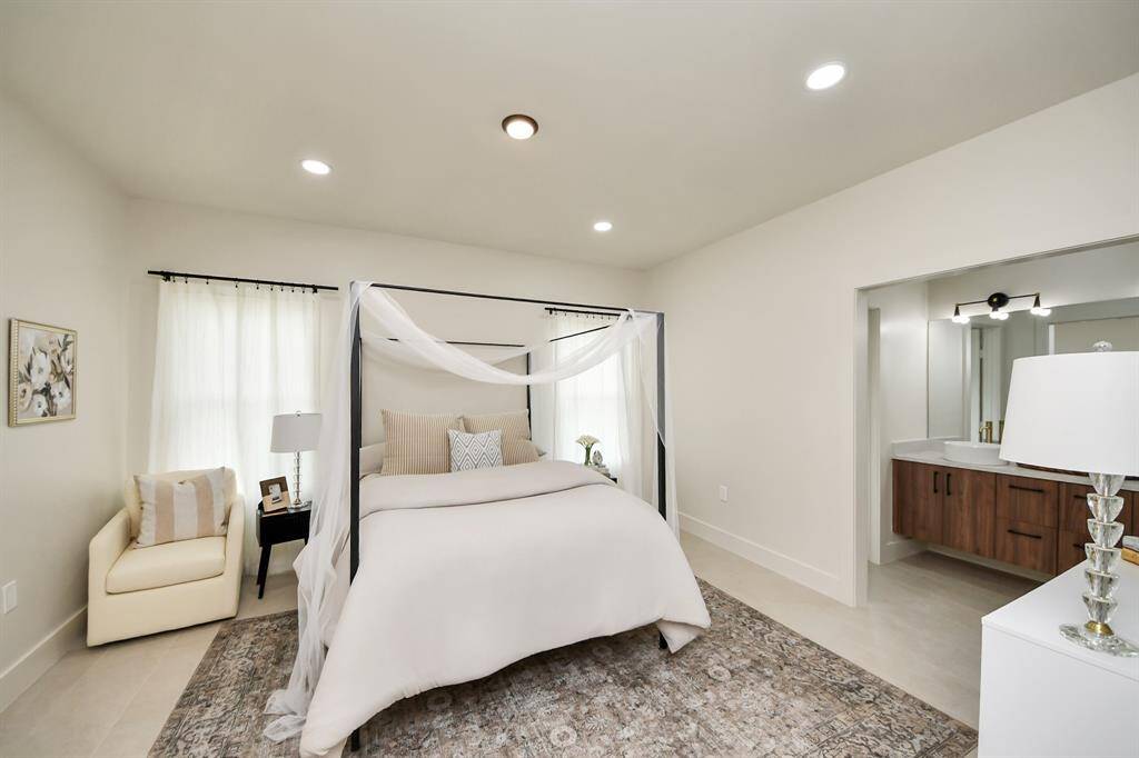 The whole picture of the Primary Bed with Primary Bathroom.