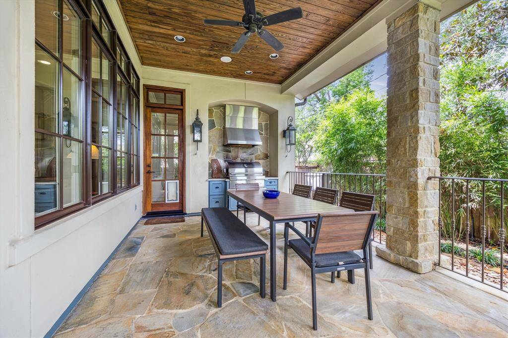 Perfect for outdoor entertaining, top of line summer kitchen, top of line B.B.Q grill flanked by 2 oversized glass lanterns. Wood beamed ceiling, slate floors and a patio wide enough to accommodate a good size table and chairs. Mosquito system, whole house generator, and solar panels.