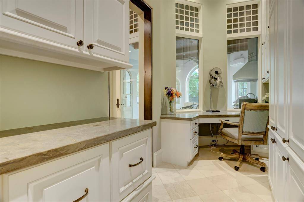 Mud room with a work desk