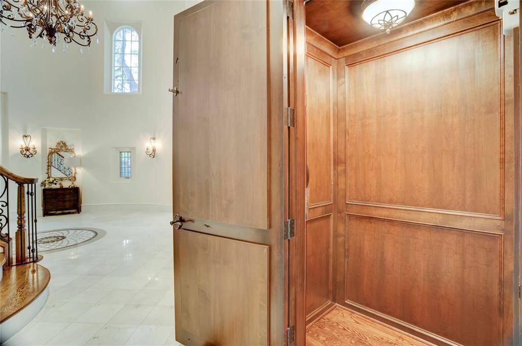 All wood paneled Elevator