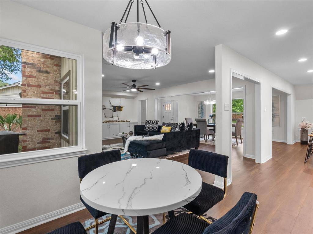 A view from the breakfast room into the open concept first floor.