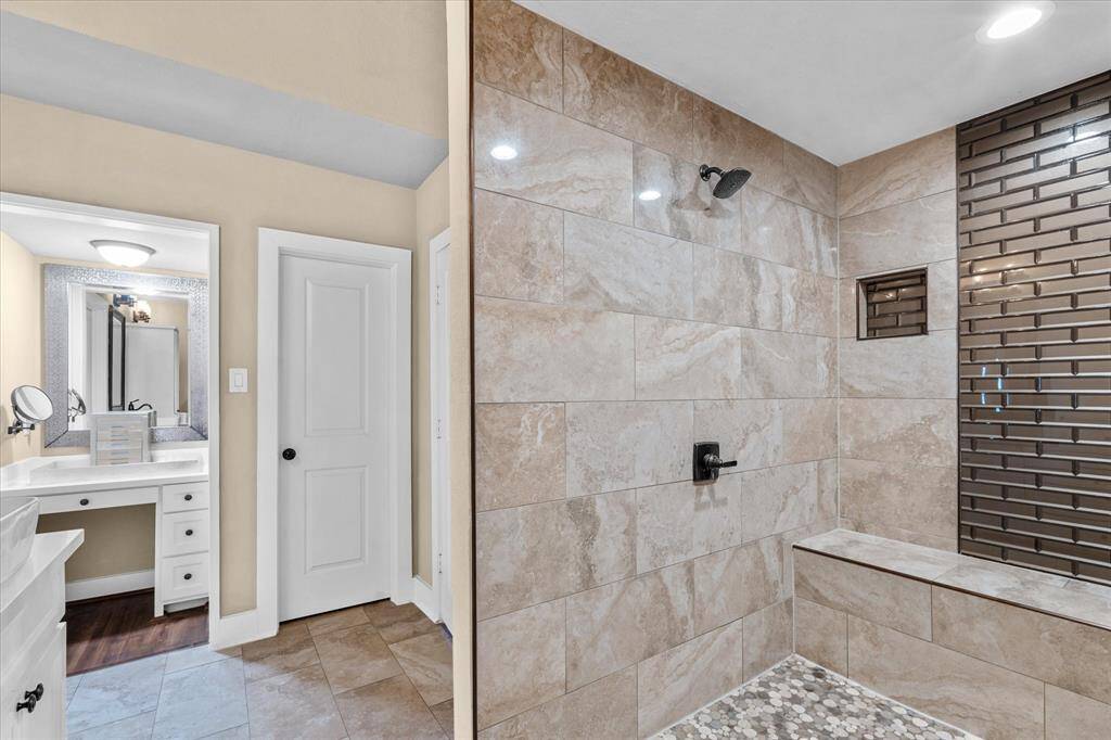 Your bathroom also has a vanity area.