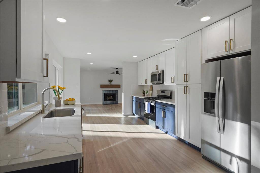 Newer cabinets, counters and appliances.