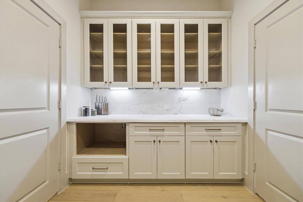 service pantry pass through, hidden kitchen instruments.