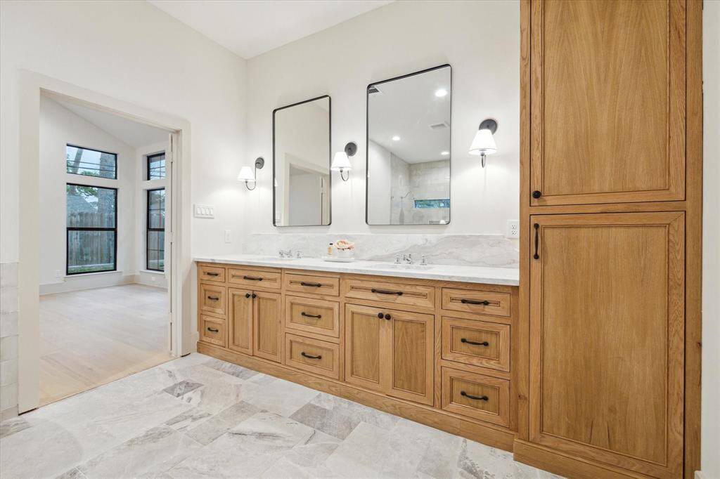 solid wood & site built vanity station & cubby.