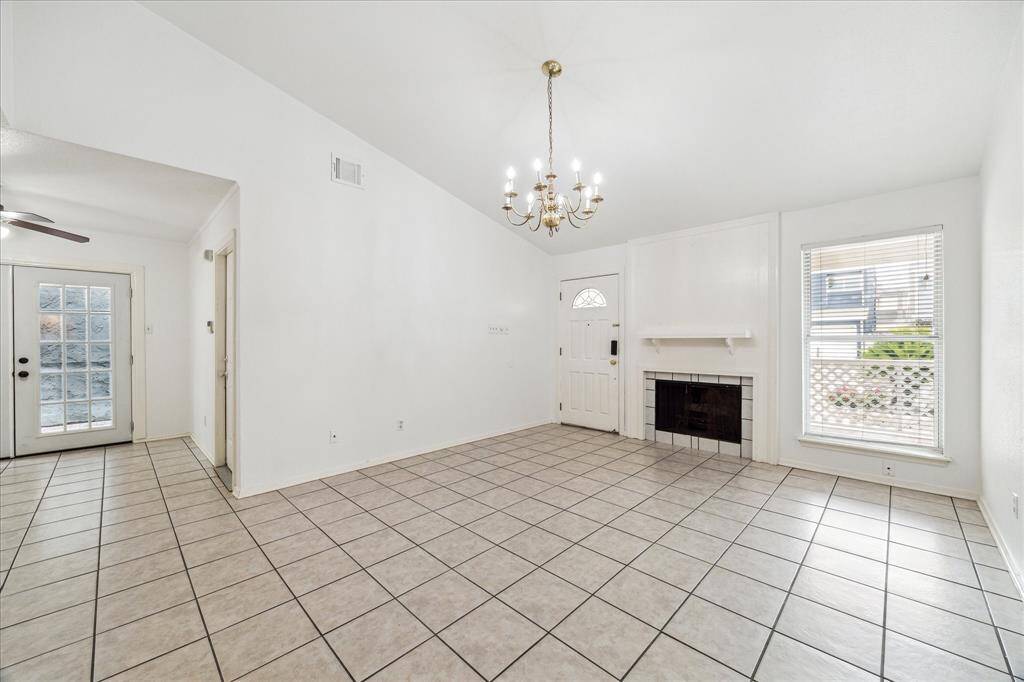 Living area with fireplace