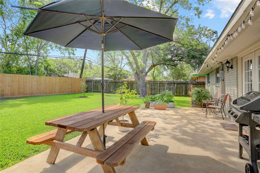 Large patio great for entertaining or relaxing.