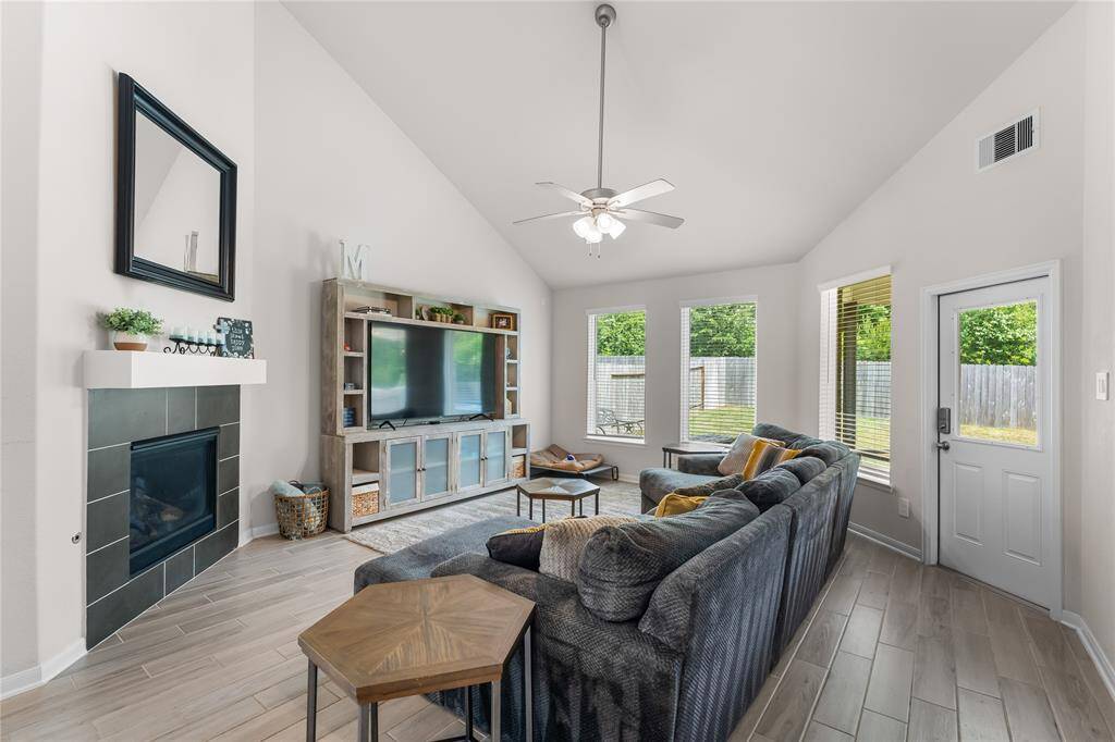 View of the living area from the kitchen